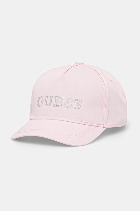Παιδικό βαμβακερό καπέλο μπέιζμπολ Guess χρώμα: ροζ, J5RZ40 WO08O