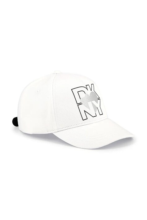 Детска памучна шапка с козирка Dkny в бяло с принт D62098