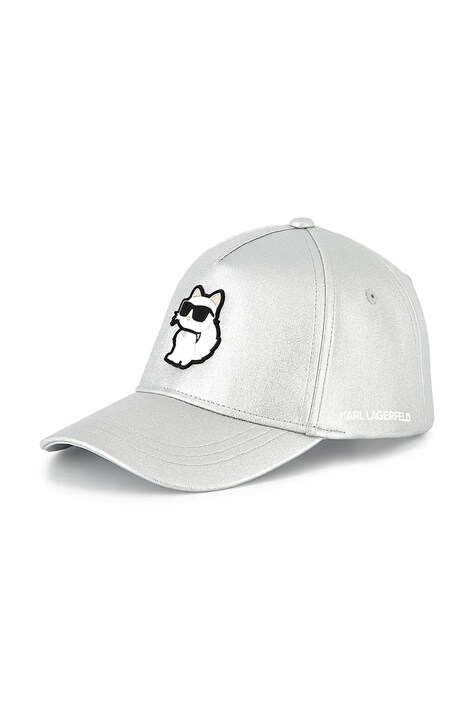 Karl Lagerfeld gyerek pamut baseball sapka ezüst, nyomott mintás, Z30392