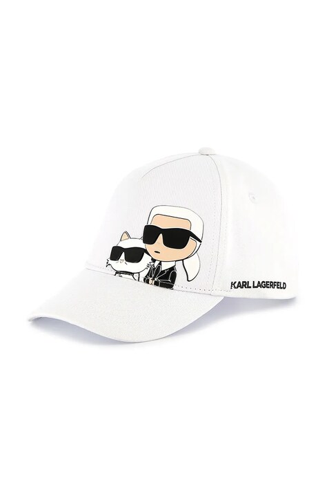 Karl Lagerfeld șapcă din bumbac pentru copii culoarea alb, cu imprimeu, Z30393
