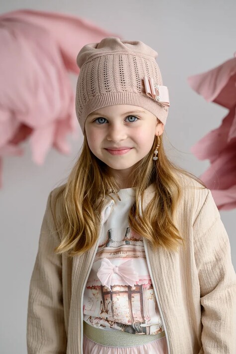 Dětská čepice Jamiks HALIMA růžová barva, z tenké pleteniny, JWH103