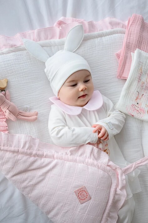 Jamiks czapka dziecięca LEANDRA kolor biały z cienkiej dzianiny JWH018