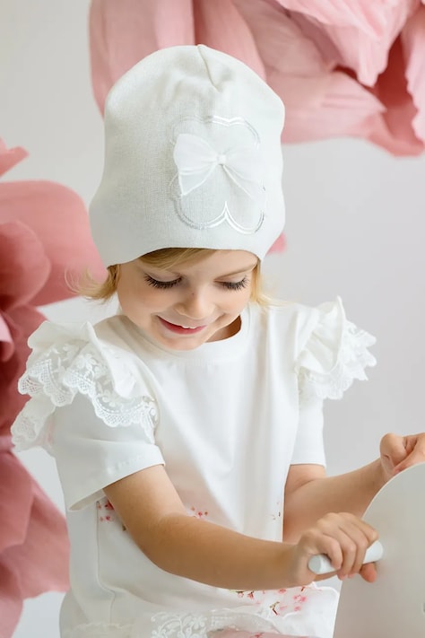 Otroška bombažna kapa Jamiks MARTINA bež barva, JWH060