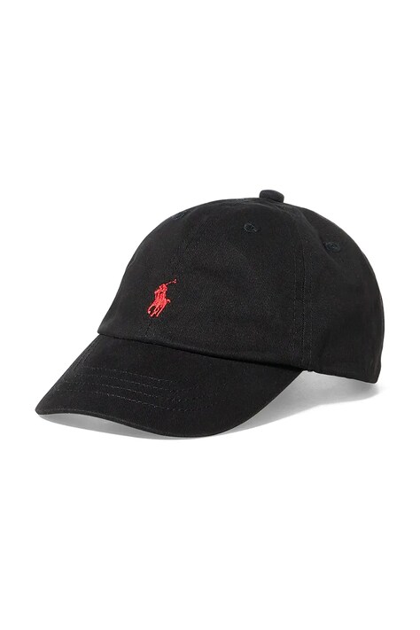 Dětská bavlněná kšiltovka Polo Ralph Lauren černá barva, s aplikací, 320552489005