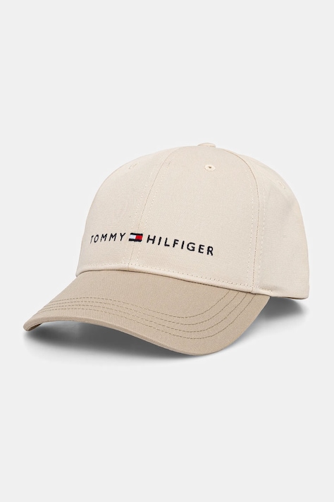 Tommy Hilfiger cappello con visiera in cotone bambini colore beige con applicazione AU0AU01963