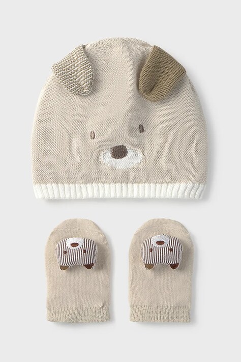 Шапочка та шкарпетки для немовлят Mayoral Newborn колір бежевий 9874