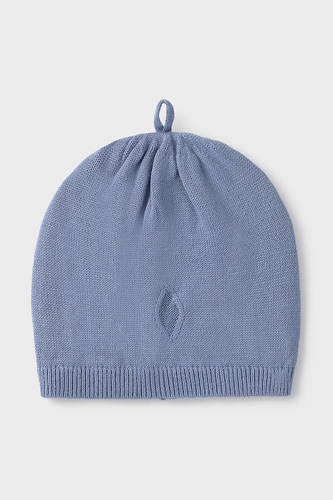 Бебешка памучна шапка Mayoral Newborn в синьо с фина плетка от памук 9878