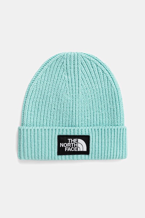 The North Face caciula copii KIDS TNF BOX LOGO CUFFED BEANIE culoarea turcoaz, NF0A7WGC6EI1