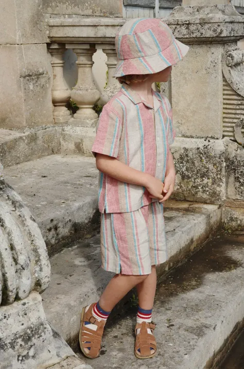 Λινό καπέλο για μωρά Konges Sløjd VENICE BUCKET HAT χρώμα: πολύχρωμο, KS102450