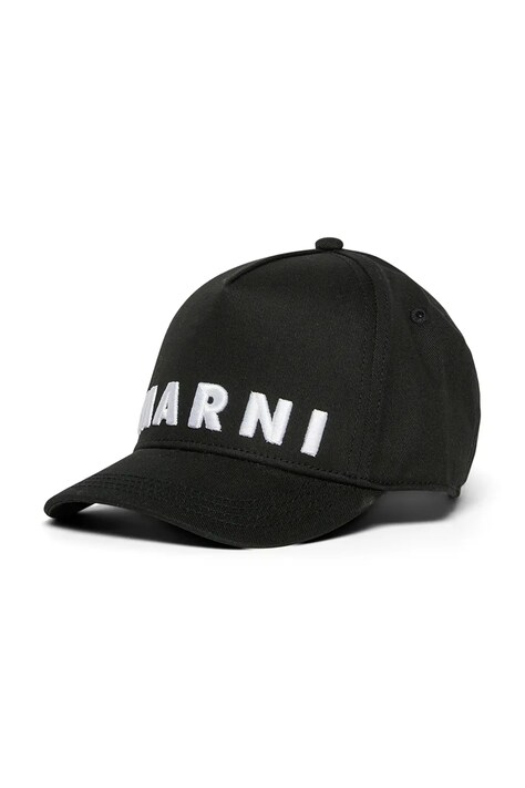 Marni gyerek pamut baseball sapka MF38U HAT fekete, nyomott mintás, M01470