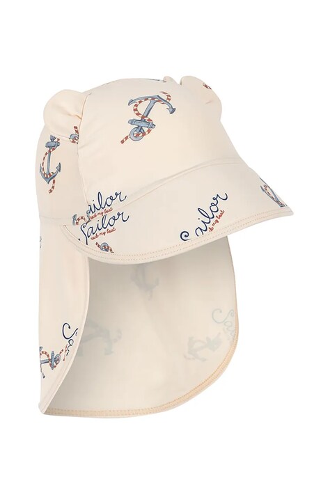 Konges Sløjd șapcă de baseball pentru copii ASTER BEAR SWIM HAT GRS culoarea bej, cu imprimeu, KS103269