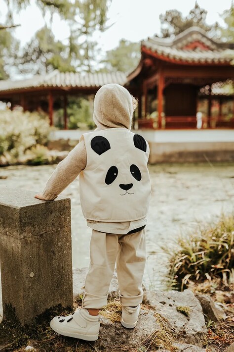 Donsje vesta copii Ardian Gilet Panda culoarea alb, 4094701