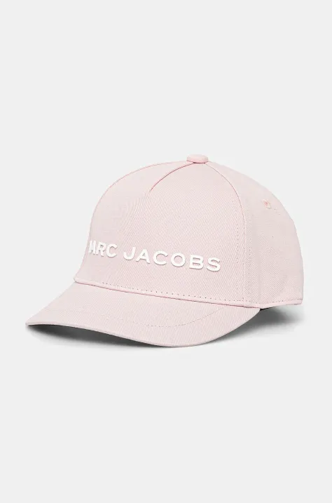 Детска памучна шапка с козирка Marc Jacobs в розово с апликация W60410