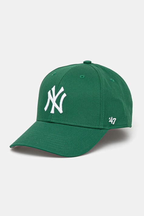 Хлопковая кепка 47 brand MLB New York Yankees цвет зелёный с аппликацией B-RAC17CTP-KY-KIDS