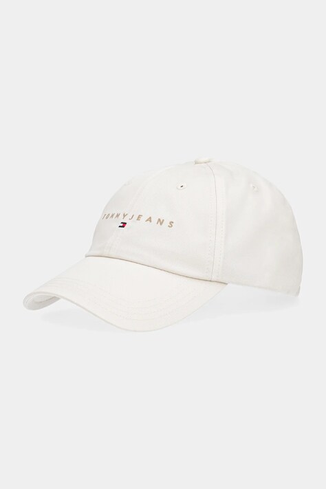 Tommy Jeans czapka z daszkiem bawełniana 0 kolor beżowy z aplikacją AM0AM12958
