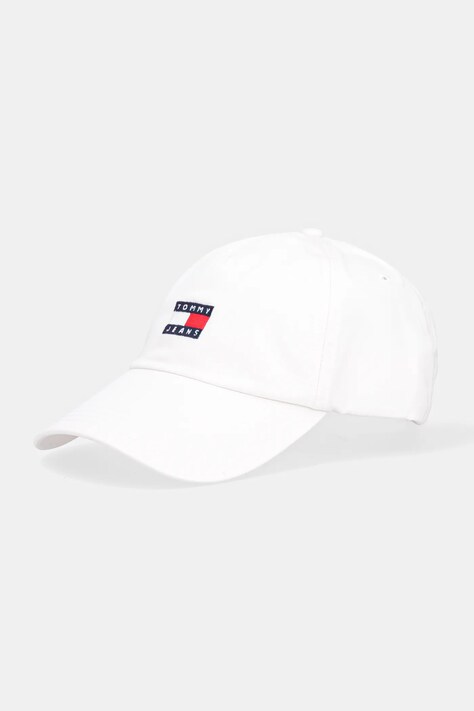 Tommy Jeans czapka z daszkiem bawełniana kolor biały z aplikacją AM0AM12933