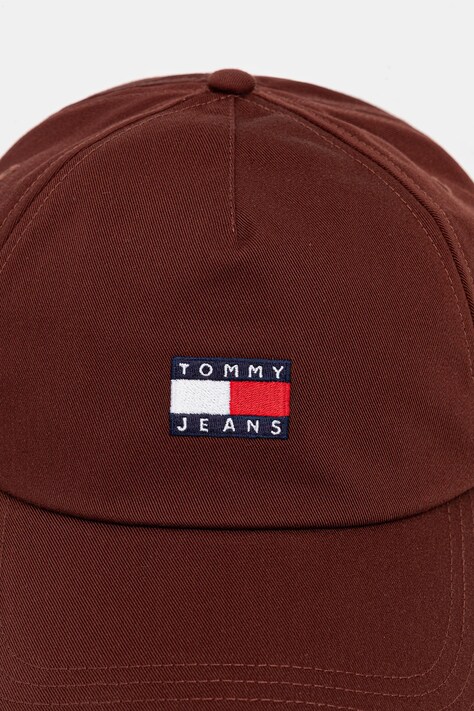 Tommy Jeans czapka z daszkiem bawełniana kolor czerwony z aplikacją AM0AM12933