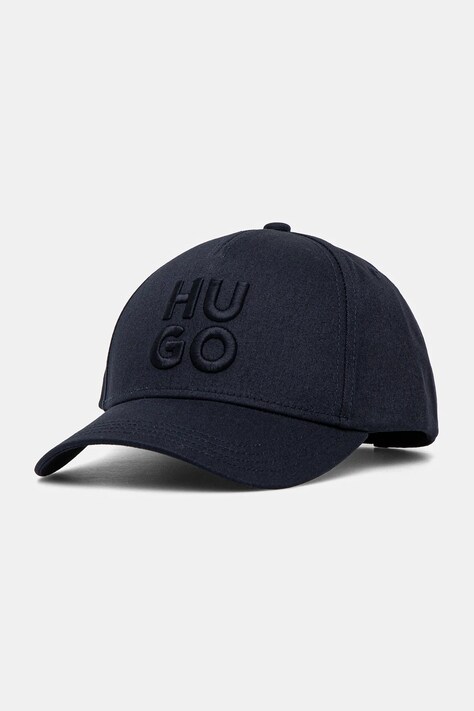 HUGO șapcă de baseball din bumbac culoarea albastru marin, cu imprimeu, 50533409