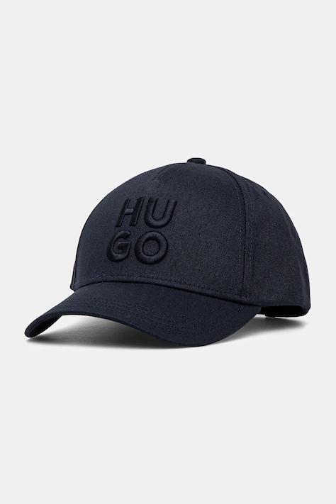 HUGO șapcă de baseball din bumbac culoarea albastru marin, cu imprimeu, 50533409