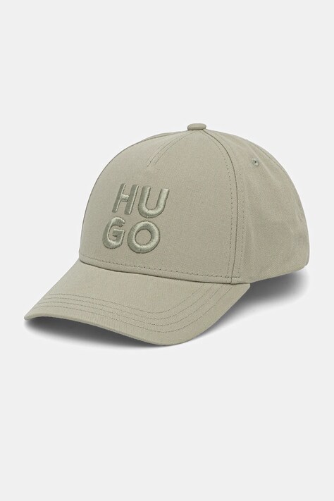 HUGO șapcă de baseball din bumbac culoarea verde, cu imprimeu, 50533409