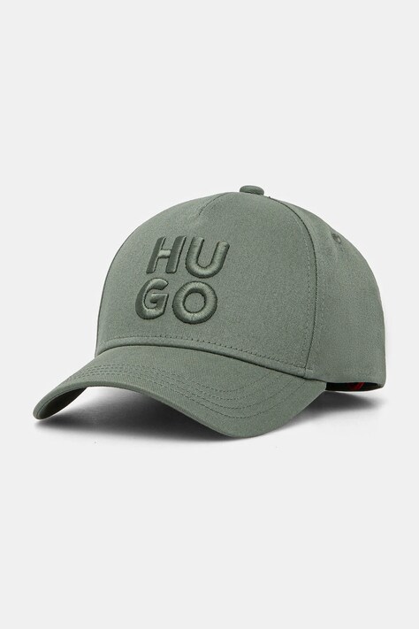 HUGO șapcă de baseball din bumbac culoarea verde, cu imprimeu, 50533409