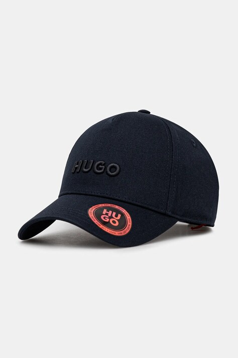 HUGO șapcă de baseball din bumbac culoarea bleumarin, cu imprimeu, 50533410