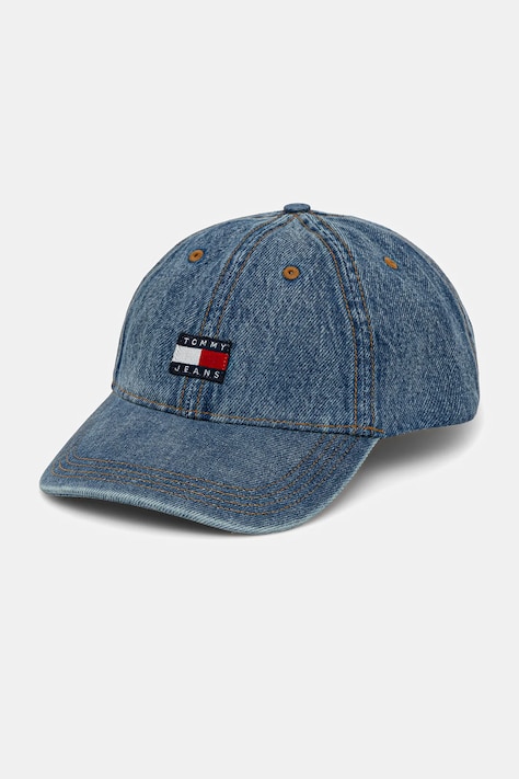 Džínová baseballová čepice Tommy Jeans modrá barva, s aplikací, AM0AM13288