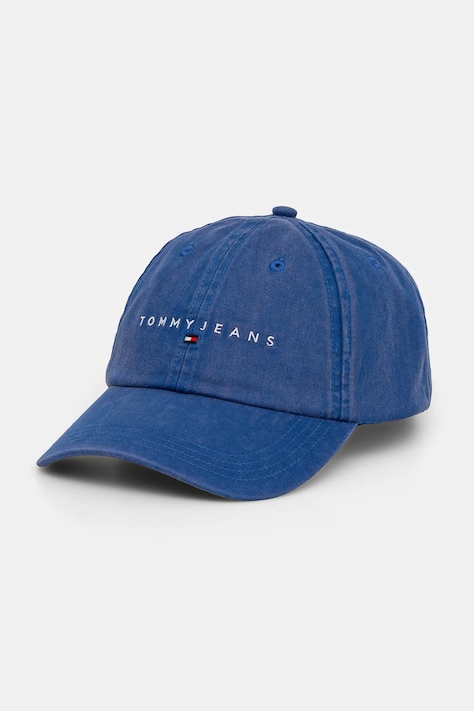 Bavlněná baseballová čepice Tommy Jeans fialová barva, s aplikací, AM0AM13355