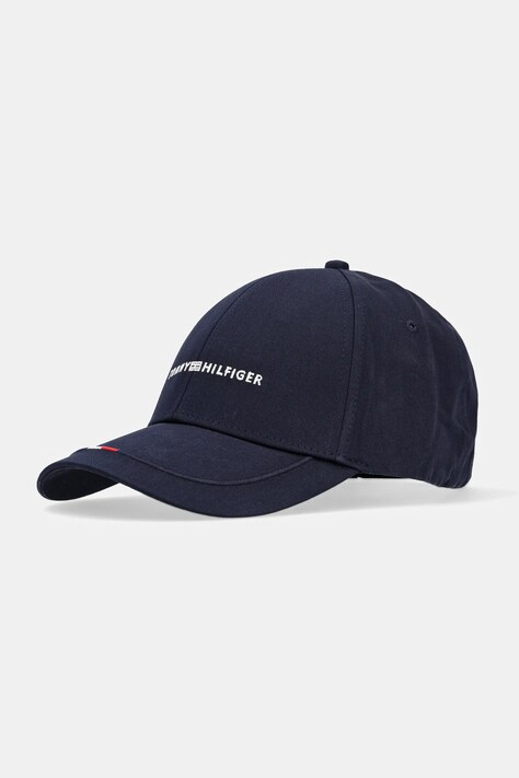 Bavlněná baseballová čepice Tommy Hilfiger tmavomodrá barva, s aplikací, AM0AM13001