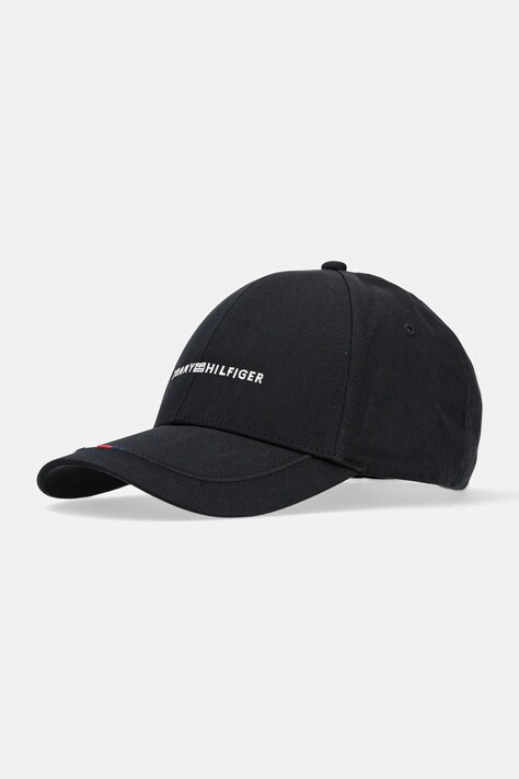 Бавовняна бейсболка Tommy Hilfiger колір чорний з аплікацією AM0AM13001