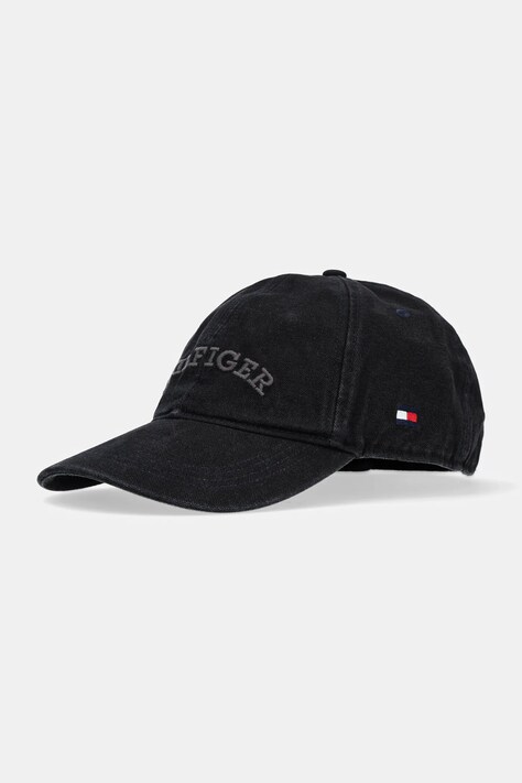 Хлопковая кепка Tommy Hilfiger цвет чёрный с аппликацией AM0AM13003