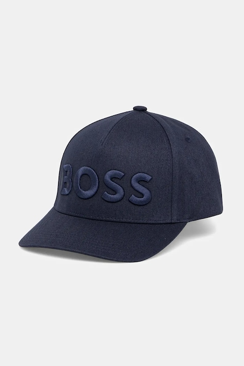 BOSS berretto da baseball in cotone colore nero con applicazione 50536482