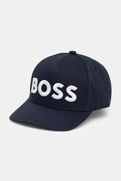 Bavlnená šiltovka BOSS čierna farba, s nášivkou, 50536482