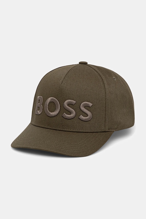 BOSS czapka z daszkiem bawełniana kolor czarny z aplikacją 50536482