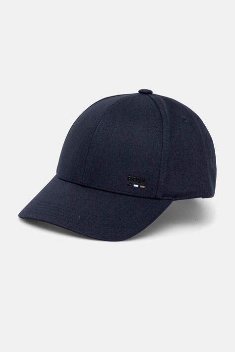 BOSS berretto da baseball in cotone colore blu navy con applicazione 50539428