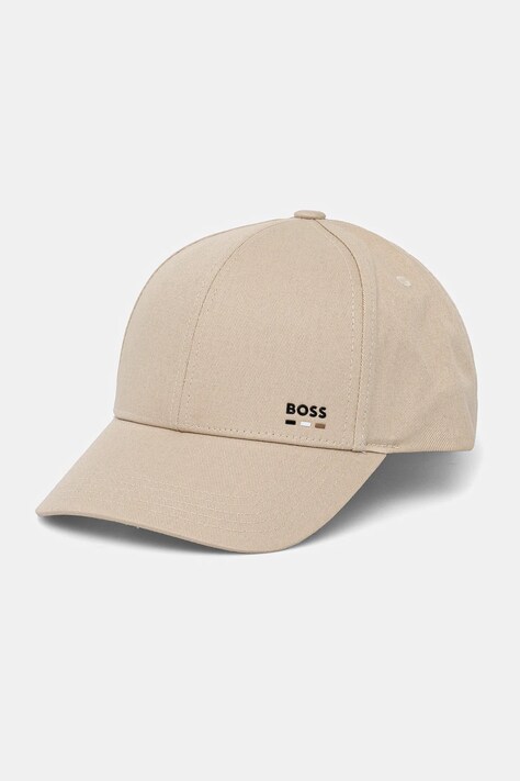 Βαμβακερό καπέλο του μπέιζμπολ BOSS χρώμα: μπεζ, 50539428