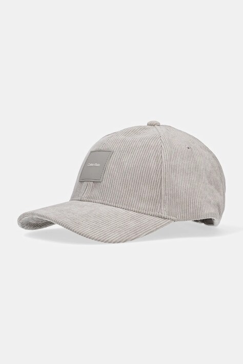 Calvin Klein șapcă de baseball din catifea culoarea gri, cu imprimeu, K50K512612
