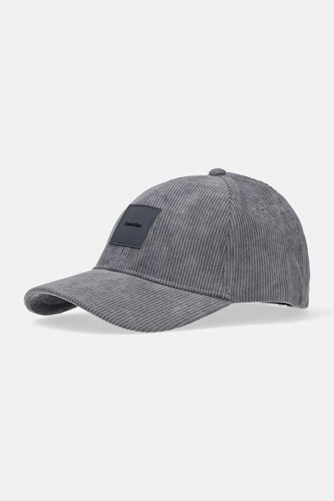 Calvin Klein șapcă de baseball din catifea culoarea gri, cu imprimeu, K50K512612