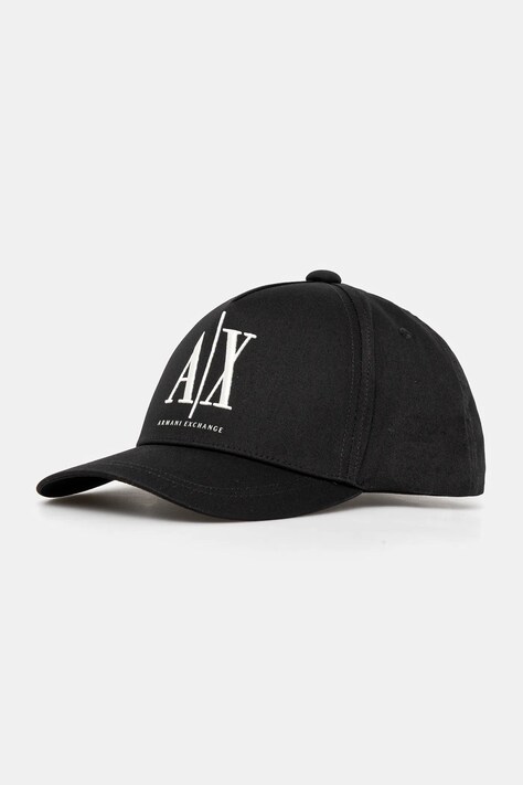 Bavlněná baseballová čepice Armani Exchange černá barva, s aplikací, XM000811 AF13343