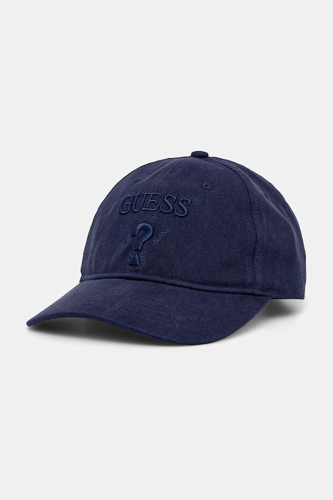 Хлопковая кепка Guess EMBROIDERED цвет синий с аппликацией M5RZ11 WO07T