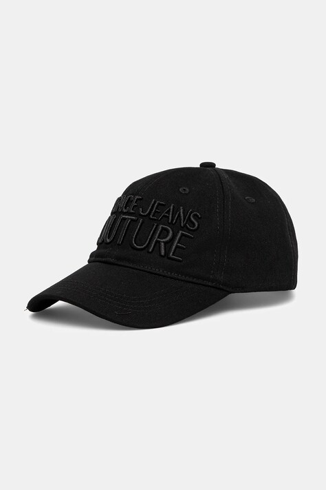 Bavlněná baseballová čepice Versace Jeans Couture černá barva, s aplikací, 78GAZK32 ZG365