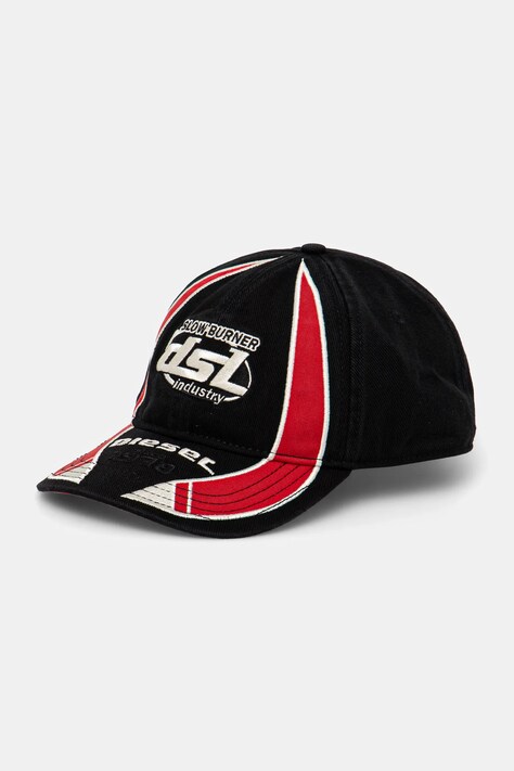 Хлопковая кепка Diesel C-ARSON HAT цвет чёрный с аппликацией A17397.0PFAA