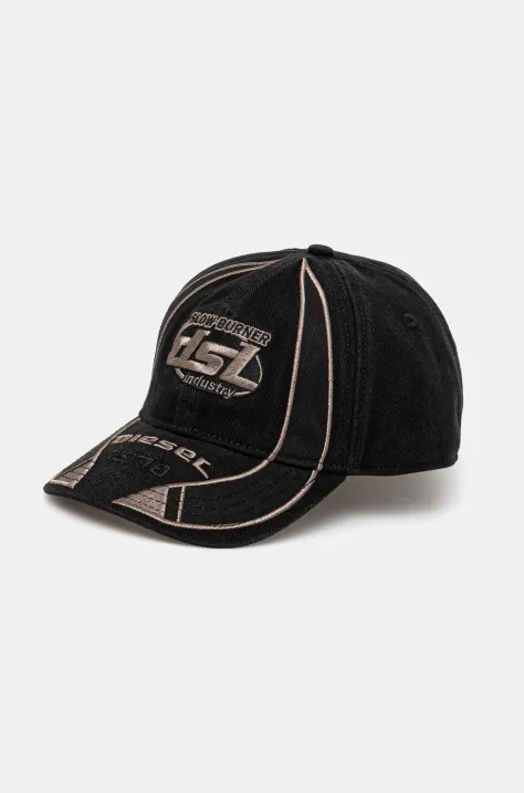 Diesel berretto da baseball in cotone C-ARSON HAT colore nero con applicazione A17397.0PFAA