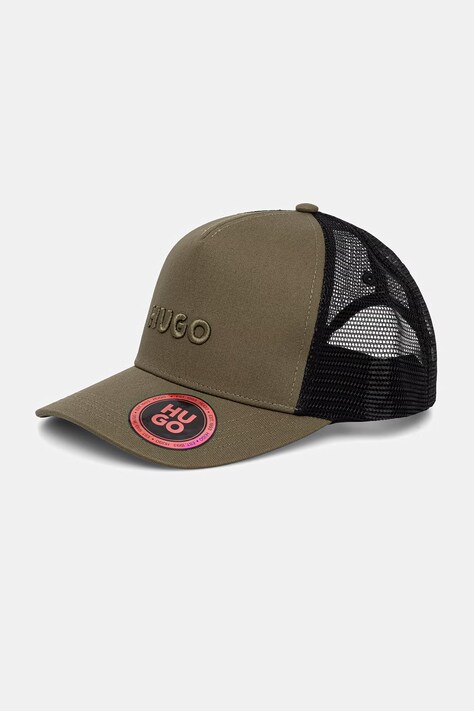 HUGO čiapka so šiltom pánska s bavlnou Marsel-Trucker zelená 50535942