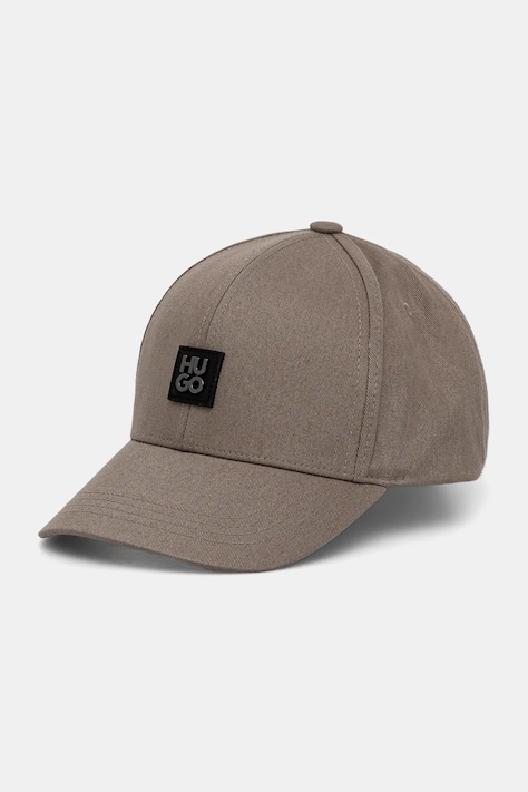 Шапка с козирка HUGO мъжка в зелено с изчистен дизайн 50539554