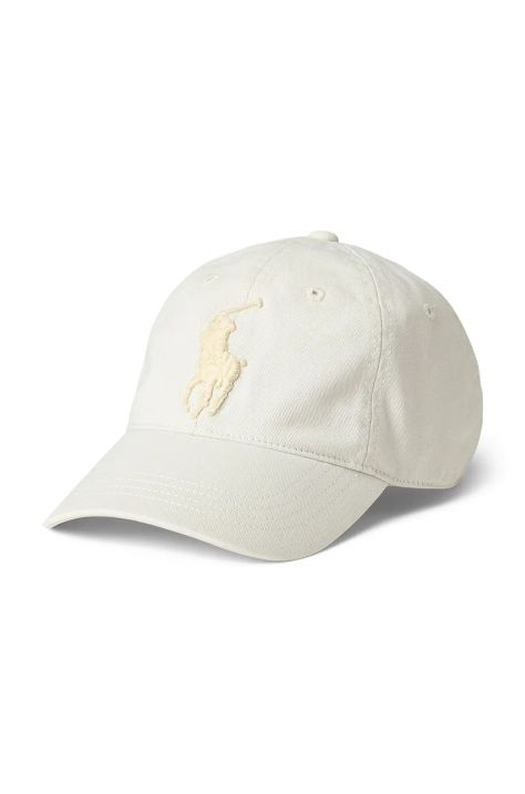 Памучна шапка с козирка Polo Ralph Lauren в бежово с изчистен дизайн 710957159