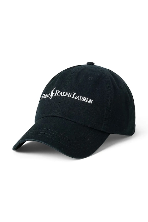 Bavlněná baseballová čepice Polo Ralph Lauren Sport Cap černá barva, s aplikací, 710958055