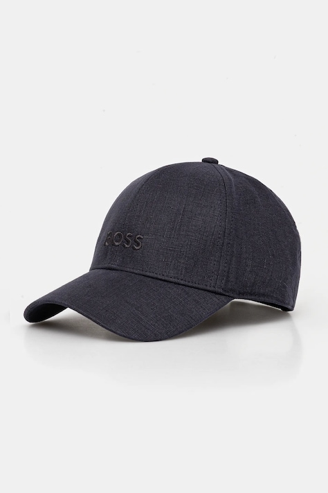 BOSS berretta con visiera in lino colore blu navy 50539422