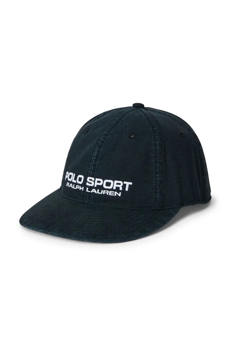 Polo Ralph Lauren șapcă de baseball din bumbac culoarea negru, cu imprimeu, 710968733