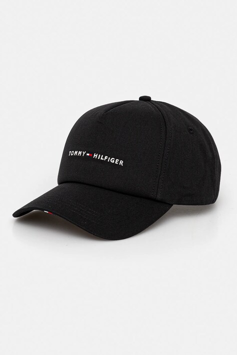 Tommy Hilfiger șapcă de baseball din bumbac culoarea negru, cu imprimeu, AM0AM13162